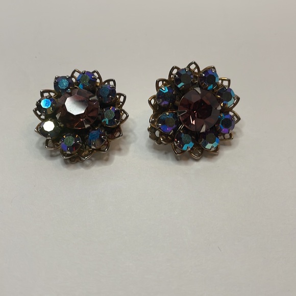 Aurora Borealis Vintage Earrings - Picture 2 of 3
